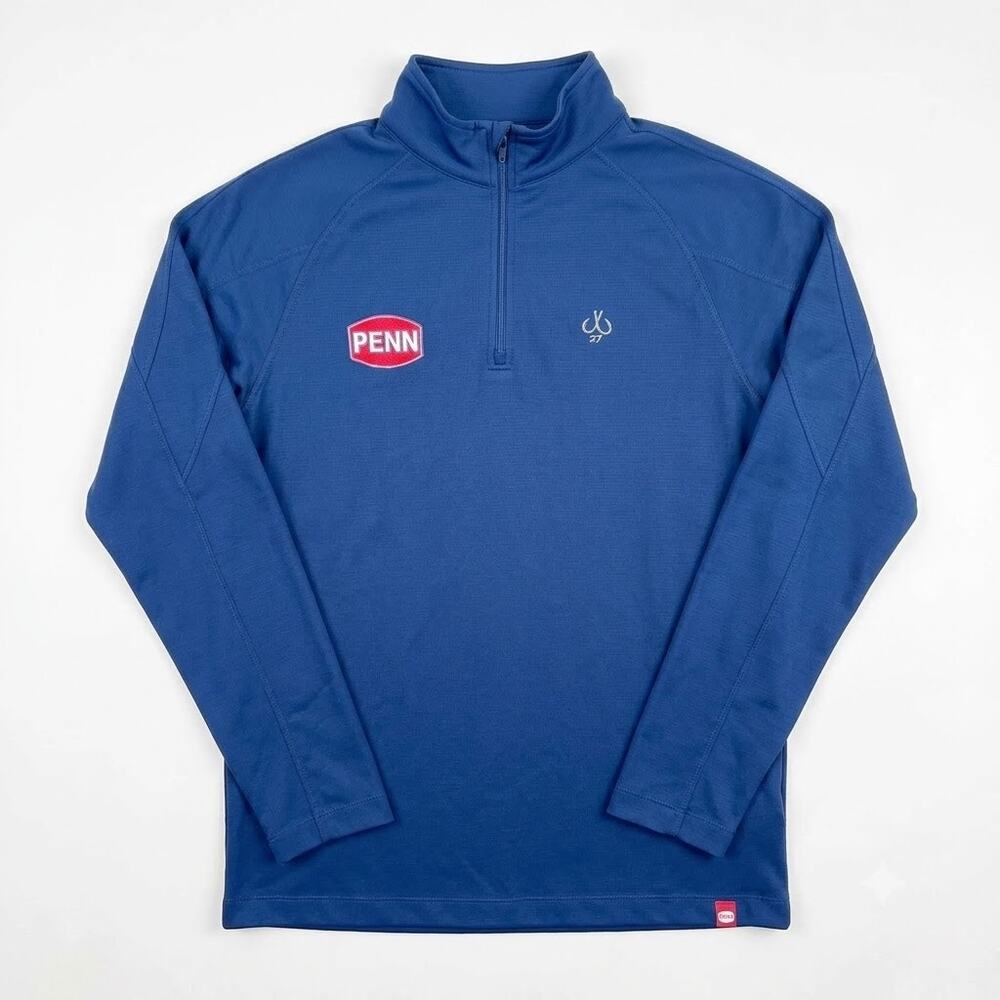 PENN Saltwater Fishing Gear Montauk Tackle Co Tech Pullover Blue Mens Small